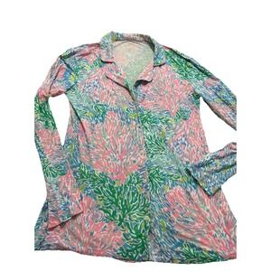 Lilly Pulitzer PJ Knit LS Button-Up Top Stargazer Sz S